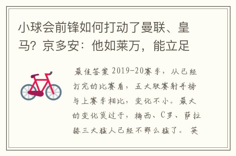 小球会前锋如何打动了曼联、皇马?京多安:他如莱万,能立足big6