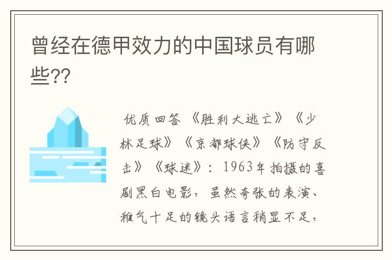 曾经在德甲效力的中国球员有哪些??