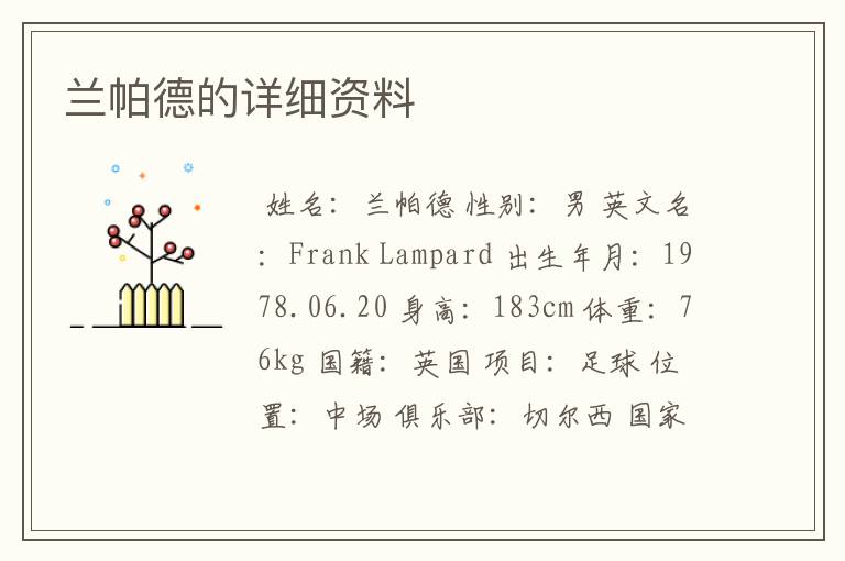 兰帕德的详细资料