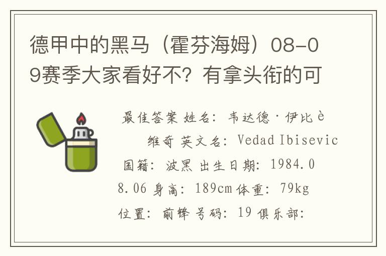 德甲中的黑马(霍芬海姆)08-09赛季大家看好不?有拿头衔的可能吗?