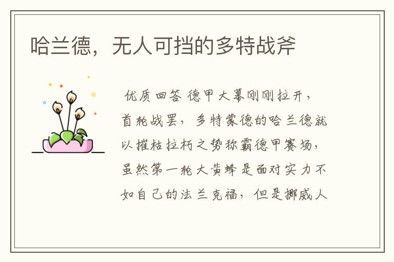 哈兰德,无人可挡的多特战斧