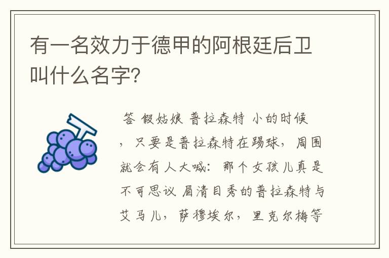 有一名效力于德甲的阿根廷后卫叫什么名字?