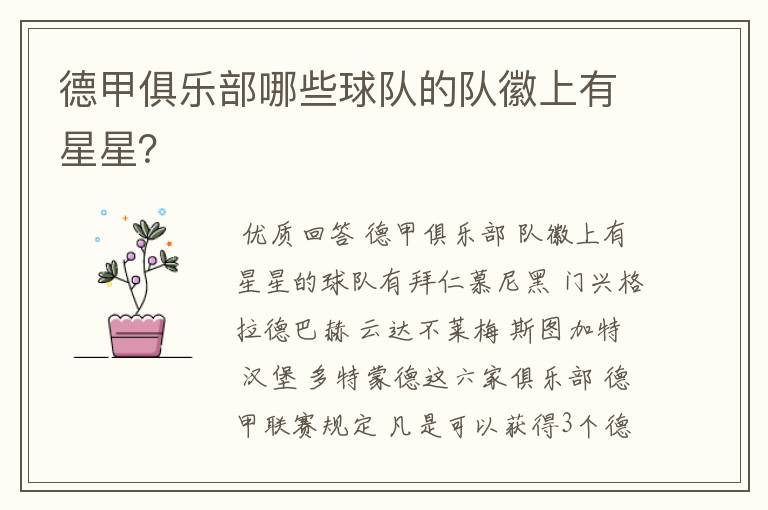 德甲俱乐部哪些球队的队徽上有星星？