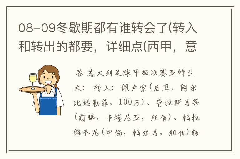 08-09冬歇期都有谁转会了(转入和转出的都要，详细点(西甲，意甲，德甲，英超，法甲))？