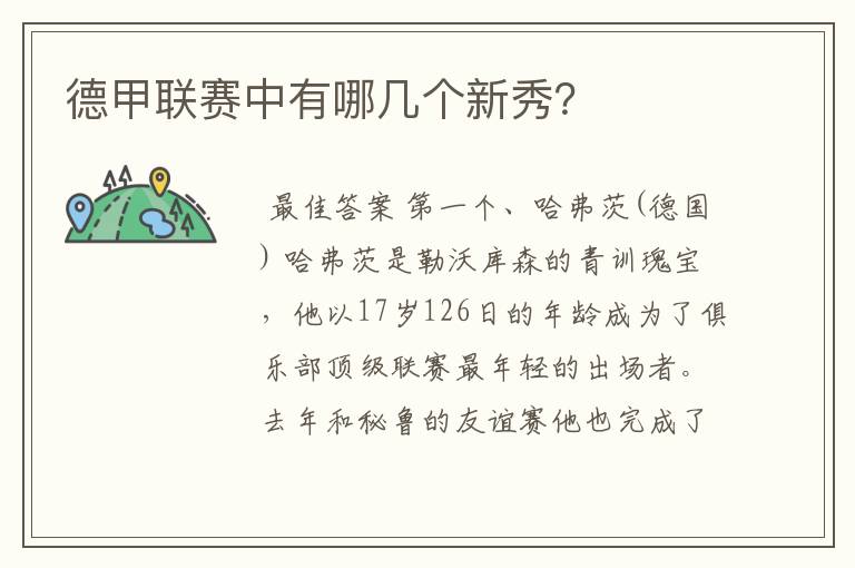 德甲联赛中有哪几个新秀?