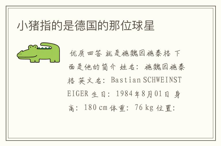 小猪指的是德国的那位球星