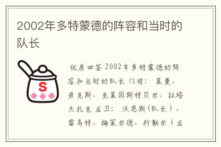2002年多特蒙德的阵容和当时的队长
