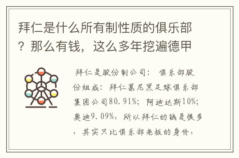 拜仁是什么所有制性质的俱乐部?那么有钱,这么多年挖遍德甲的人才?