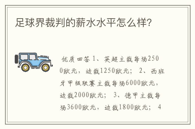 足球界裁判的薪水水平怎么样?