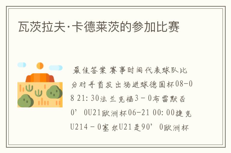 瓦茨拉夫·卡德莱茨的参加比赛