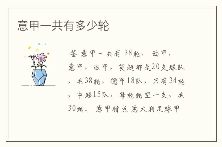 意甲一共有多少轮