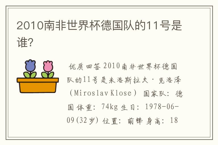 2010南非世界杯德国队的11号是谁?