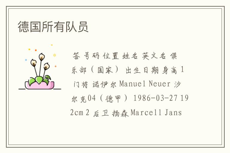 德国所有队员