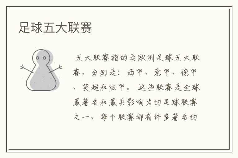 足球五大联赛