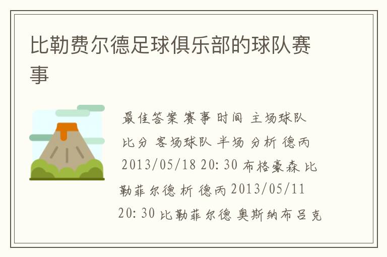 比勒费尔德足球俱乐部的球队赛事