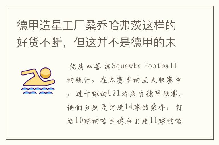 德甲造星工厂桑乔哈弗茨这样的好货不断,但这并不是德甲的未来