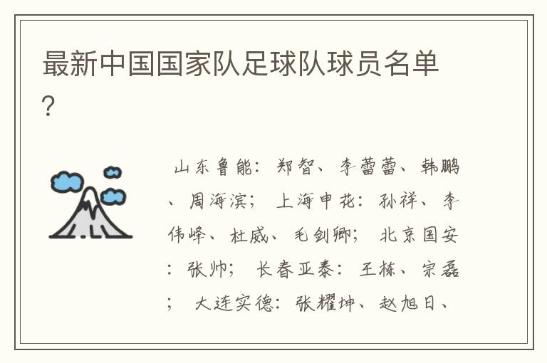 最新中国国家队足球队球员名单?