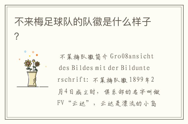 不来梅足球队的队徽是什么样子?