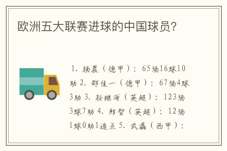欧洲五大联赛进球的中国球员?