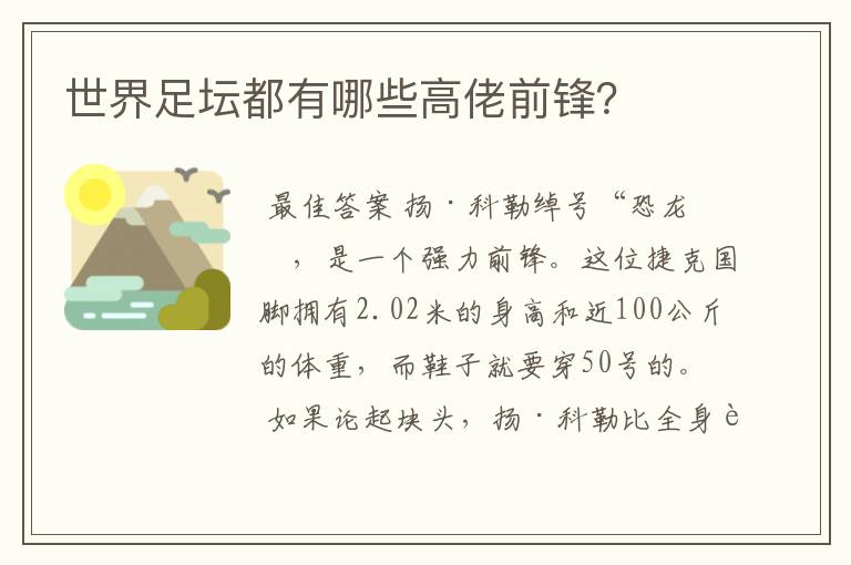 世界足坛都有哪些高佬前锋?