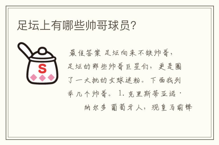 足坛上有哪些帅哥球员?