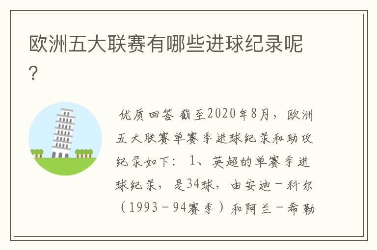 欧洲五大联赛有哪些进球纪录呢?