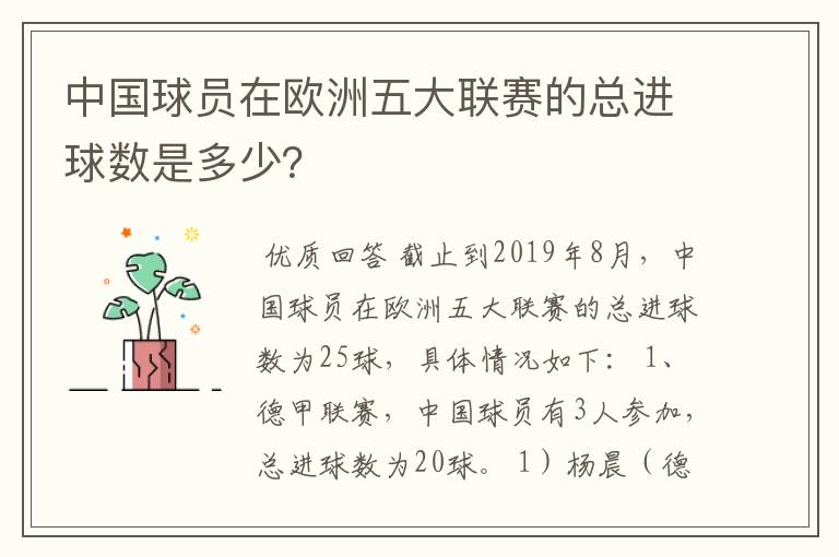 中国球员在欧洲五大联赛的总进球数是多少?