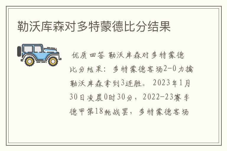 勒沃库森对多特蒙德比分结果