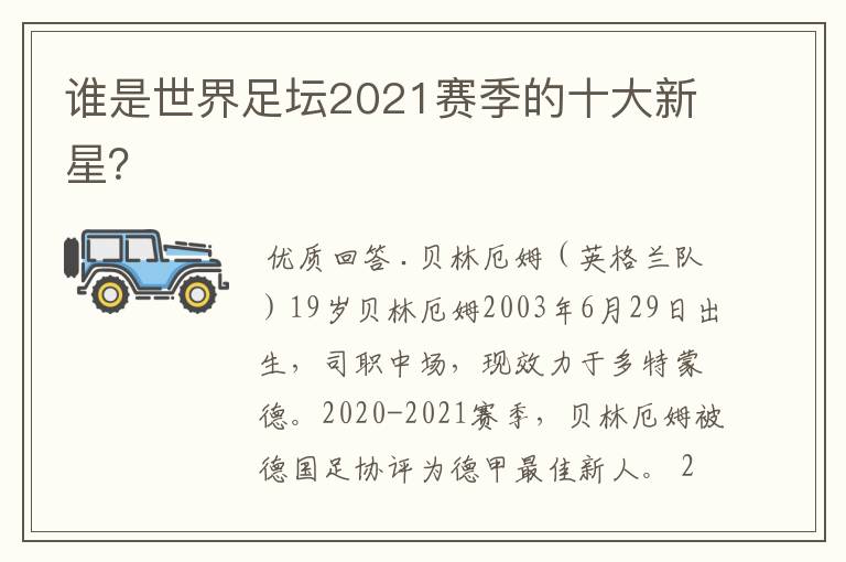 谁是世界足坛2021赛季的十大新星?