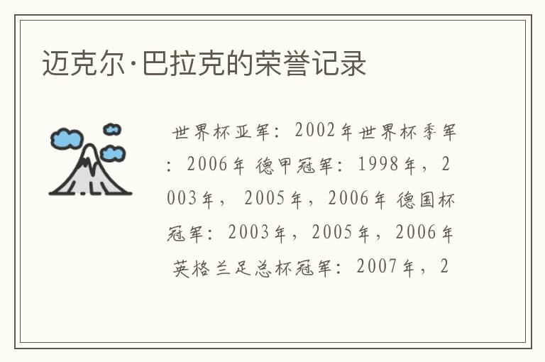 迈克尔·巴拉克的荣誉记录