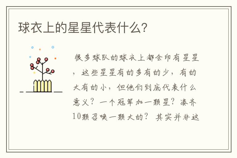 球衣上的星星代表什么?