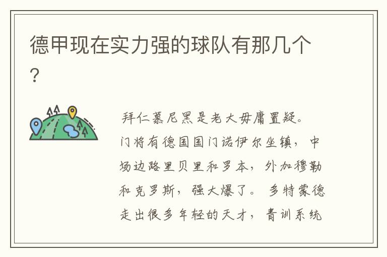 德甲现在实力强的球队有那几个?