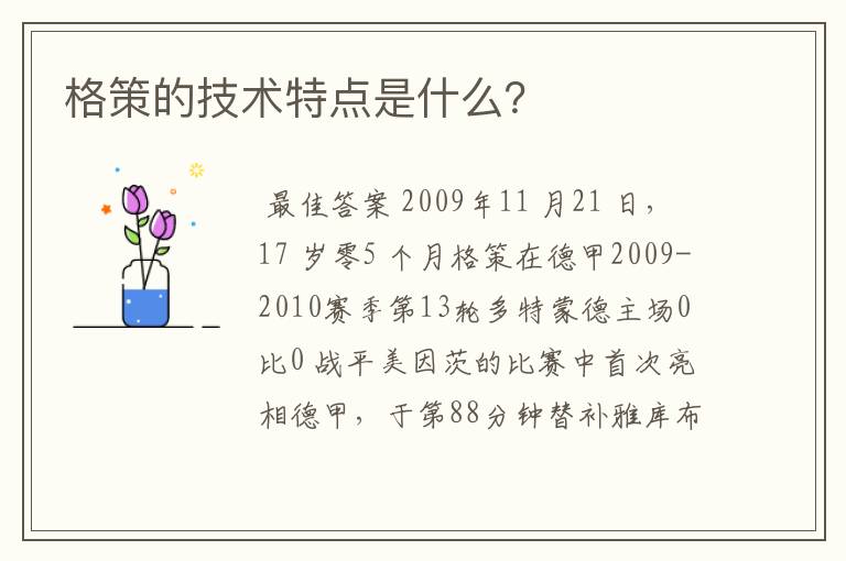格策的技术特点是什么?
