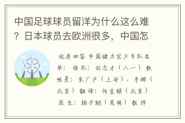 中国足球球员留洋为什么这么难?日本球员去欧洲很多,中国怎么了?