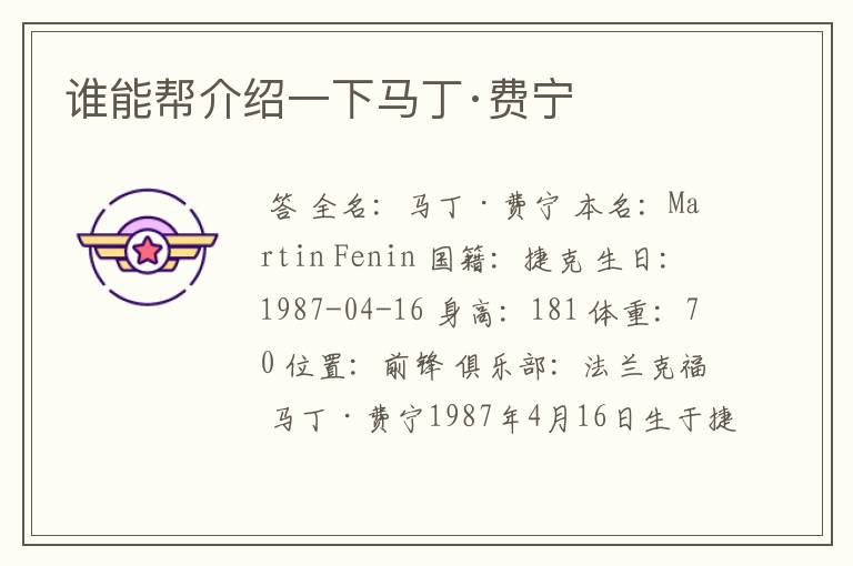 谁能帮介绍一下马丁·费宁