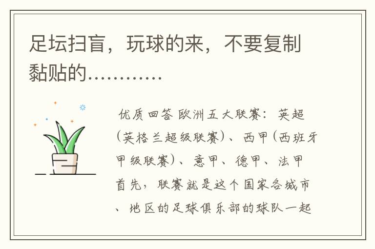 足坛扫盲,玩球的来,不要复制黏贴的…………