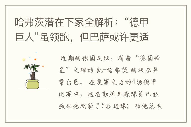 哈弗茨潜在下家全解析:“德甲巨人”虽领跑,但巴萨或许更适合他