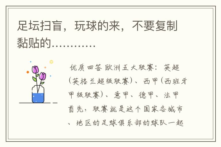 足坛扫盲,玩球的来,不要复制黏贴的…………