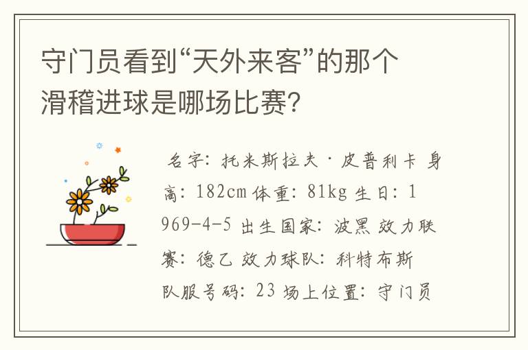守门员看到“天外来客”的那个滑稽进球是哪场比赛?