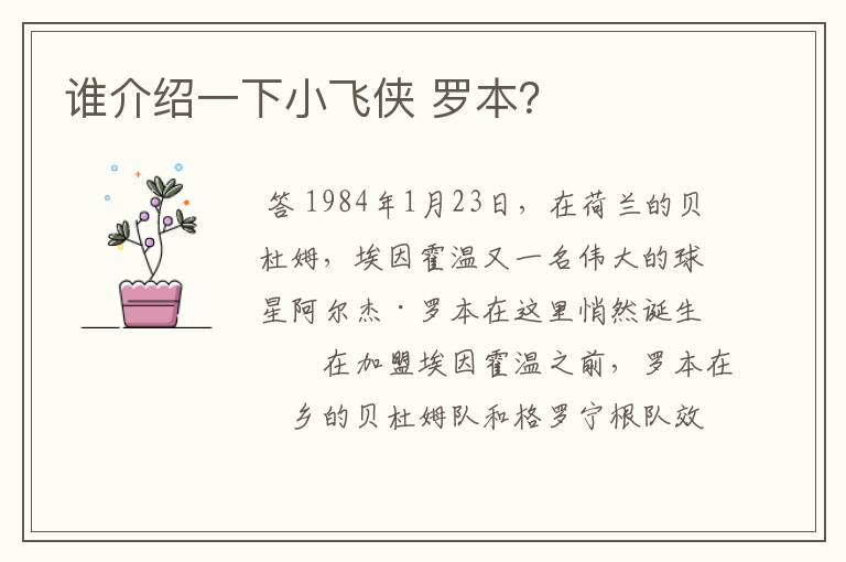 谁介绍一下小飞侠 罗本?
