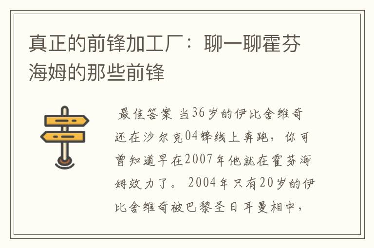 真正的前锋加工厂:聊一聊霍芬海姆的那些前锋