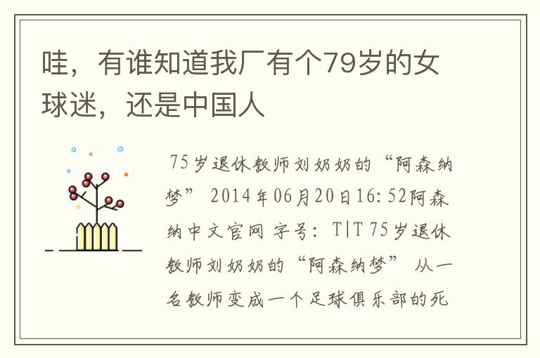 哇,有谁知道我厂有个79岁的女球迷,还是中国人