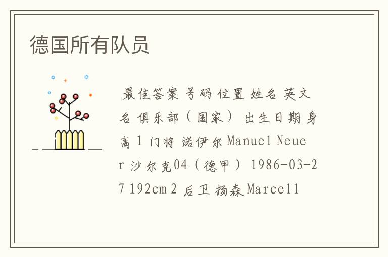 德国所有队员
