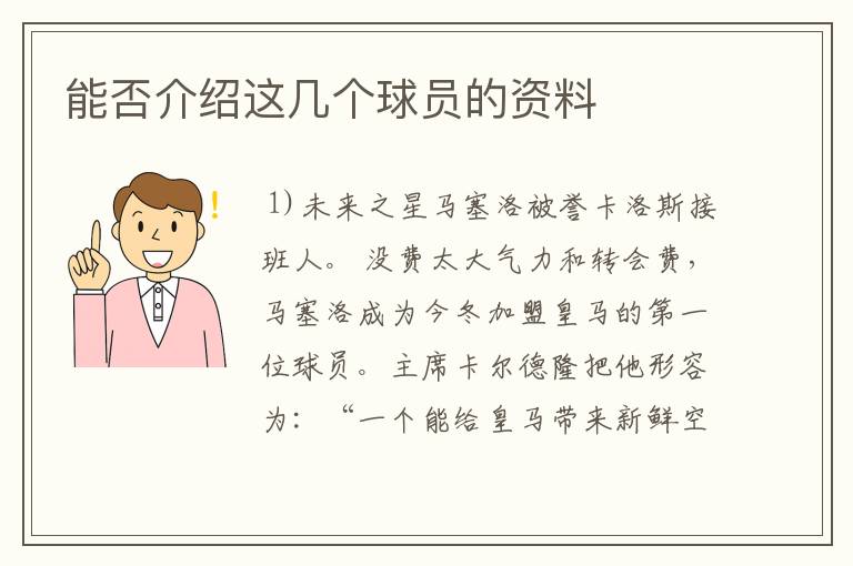 能否介绍这几个球员的资料