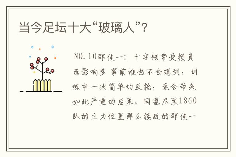 当今足坛十大“玻璃人”?