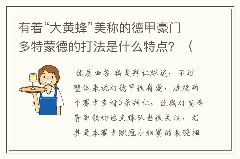 有着“大黄蜂”美称的德甲豪门多特蒙德的打法是什么特点?(请多特蒙德资深球迷回答)
