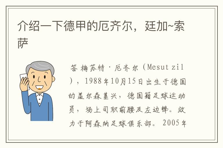 介绍一下德甲的厄齐尔,廷加~索萨