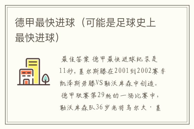 德甲最快进球(可能是足球史上最快进球)