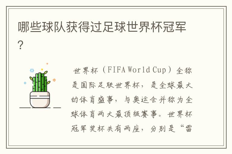 哪些球队获得过足球世界杯冠军?
