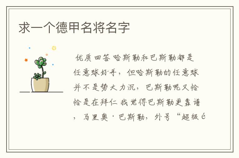 求一个德甲名将名字